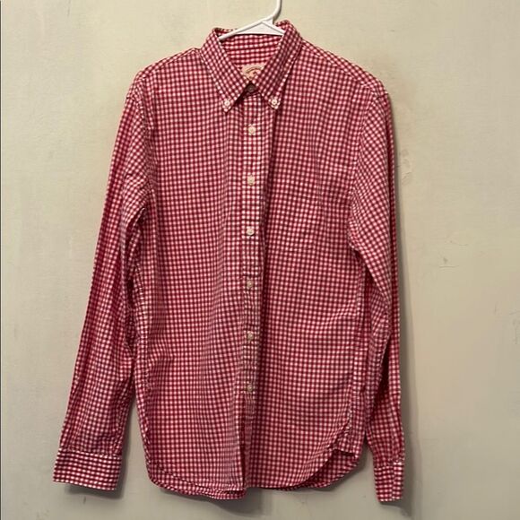 Brooks Brothers Pink White Checkered Button Down Cotton Shirt Size L EUC - Picture 1 of 10